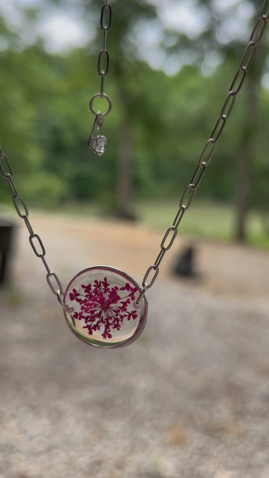 Silver tone pendant with queen and lace flower, silver tone, 17 inch adjustable chain down to choker size